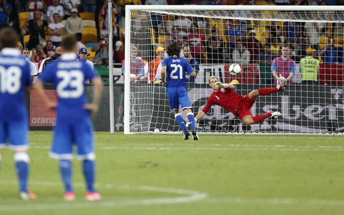 Andrea Pirlo scores for Italy in a penalty shootout during the Euro 2012 quarter-final against England.