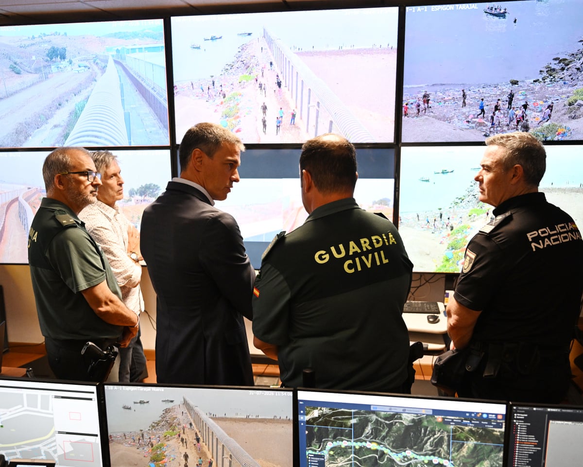 Spain’s prime minister Pedro Sánchez and interior minister Fernando Grande Marlaska visit the Spanish city of Ceuta in North Africa last week, amid an ongoing migration crisis in the territory.