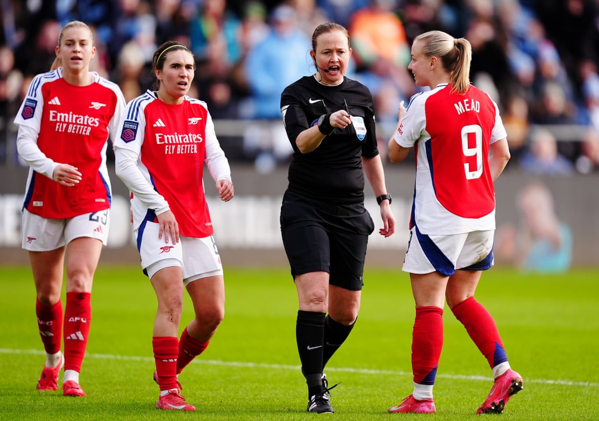 The referee Cheryl Foster on duty for a Women’s Super League match between Manchester City v Arsenal.