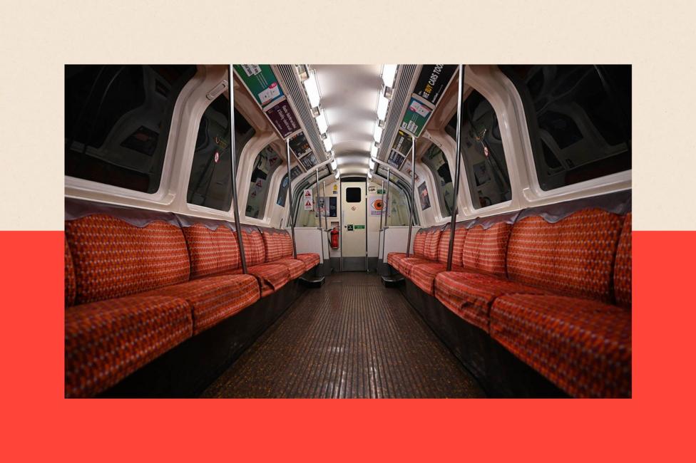 An empty carriage on the Glasgow metro