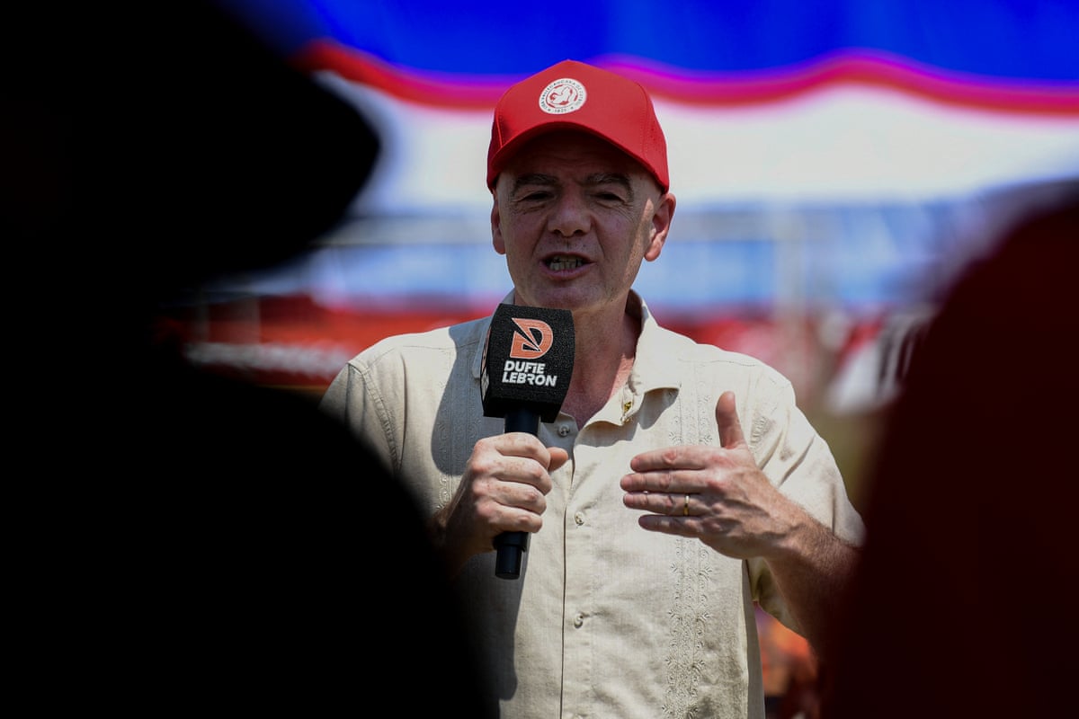 Gianni Infantino speaks during a visit to a sports complex in Cali, Colombia, on 7 August.