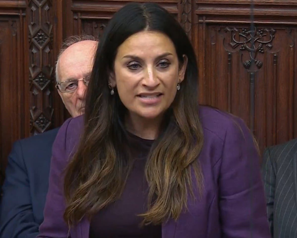 Luciana Berger speaking during a debate in the House of Lords. She is in her mid-40s and has long, wavy dark hair. She wears a dark purple jacket over a black top.