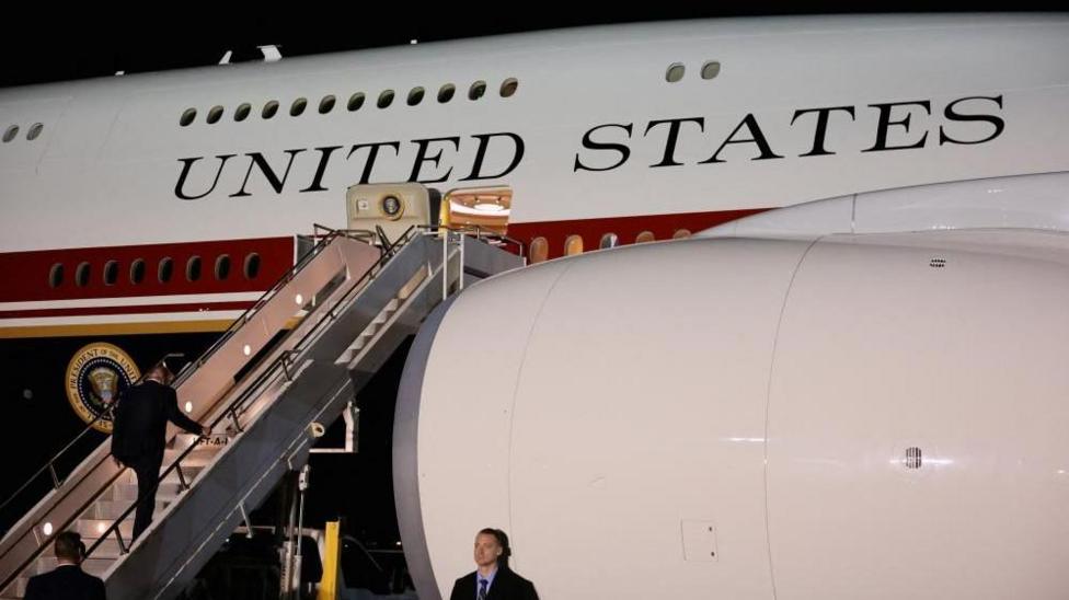 Trump then boards the Qatar-gifted jet in the UK