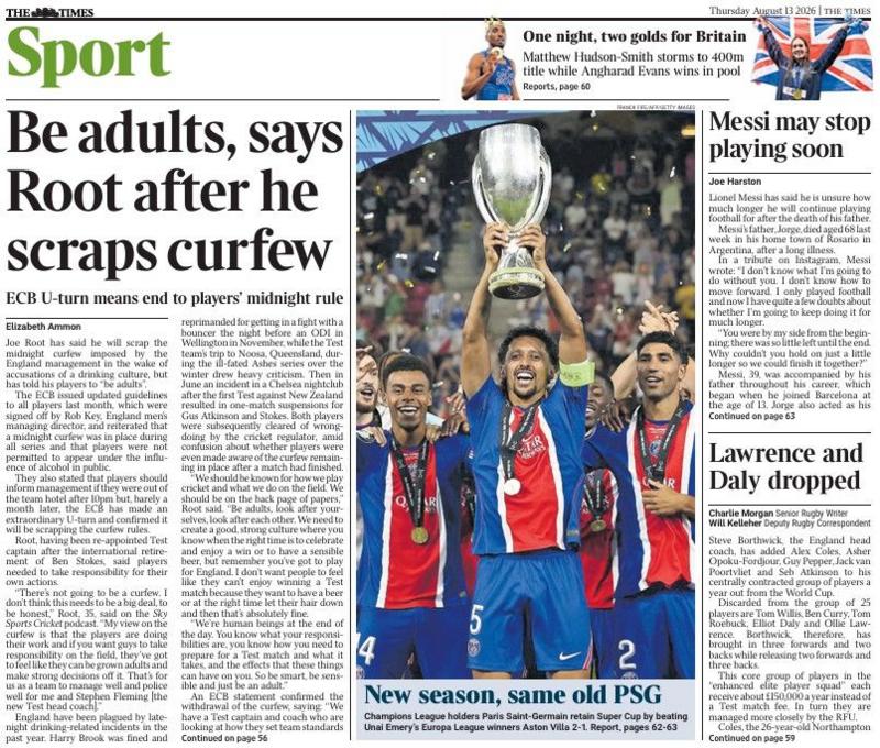 The Times back page
