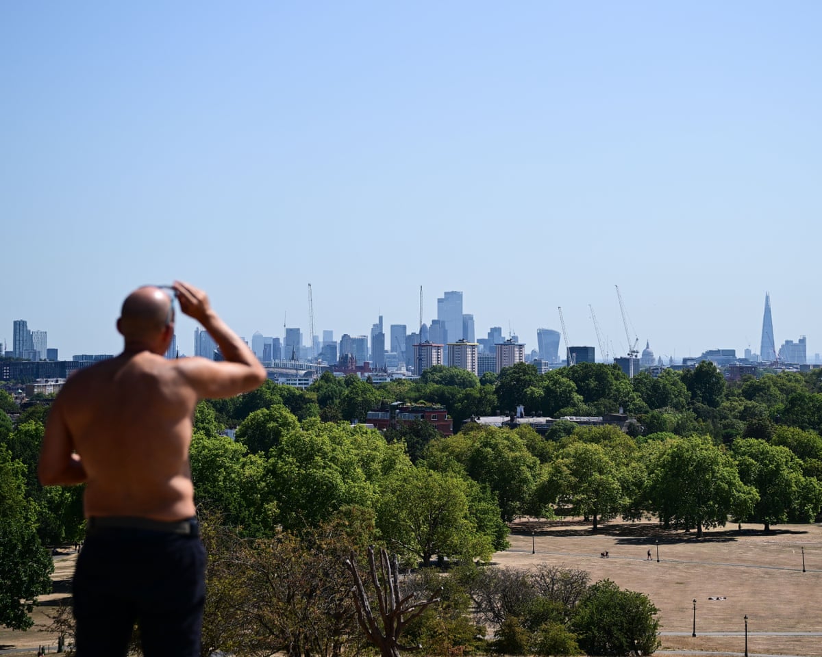 A general view of London's skyline in Primrose Hill during the heatwave in London.