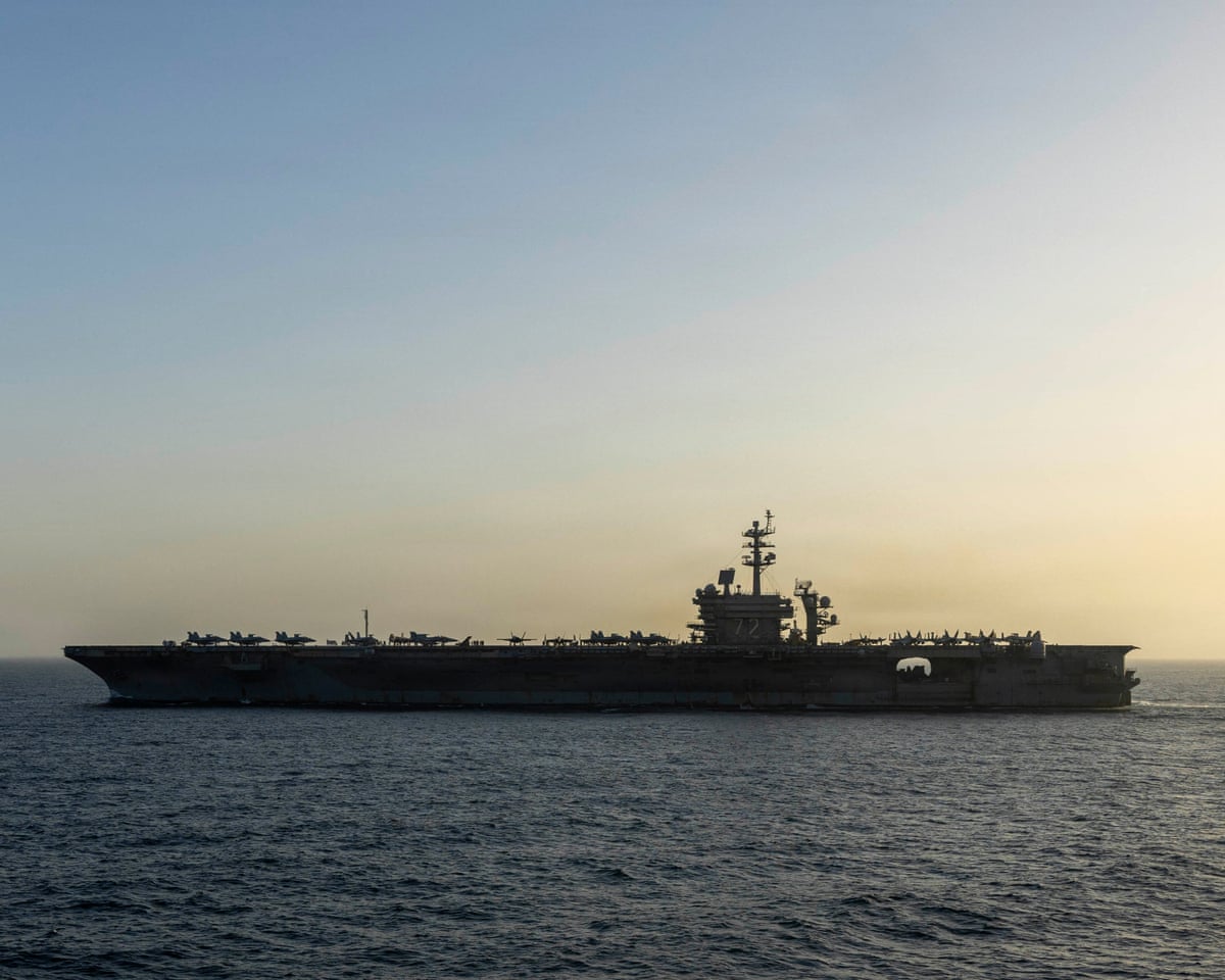 USS Abraham Lincoln conducting blockade operations in the Arabian Sea on 16 April.