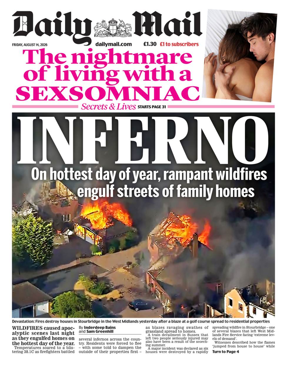 The headline on the front page of the Daily Mail reads: