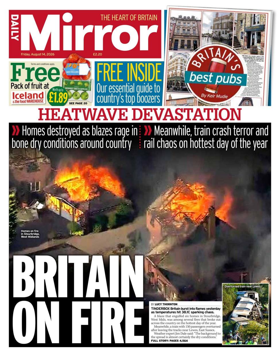 The headline on the front page of the Daily Mirror reads: