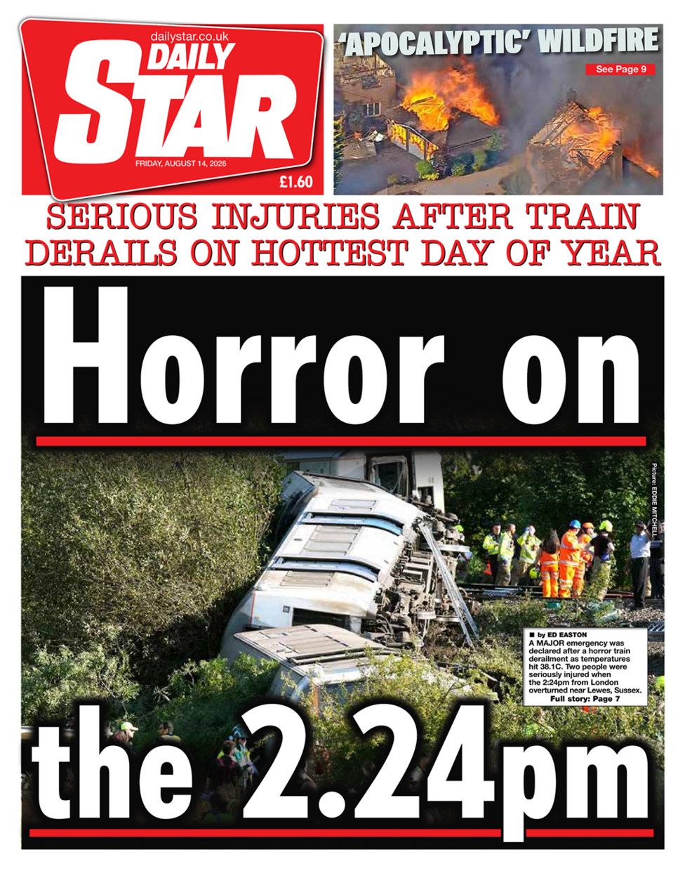 The headline on the front page of the Daily Star reads: