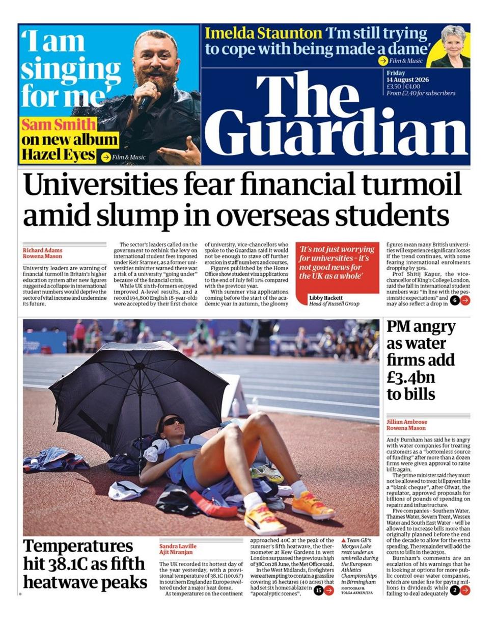 The headline on the front page of reads: