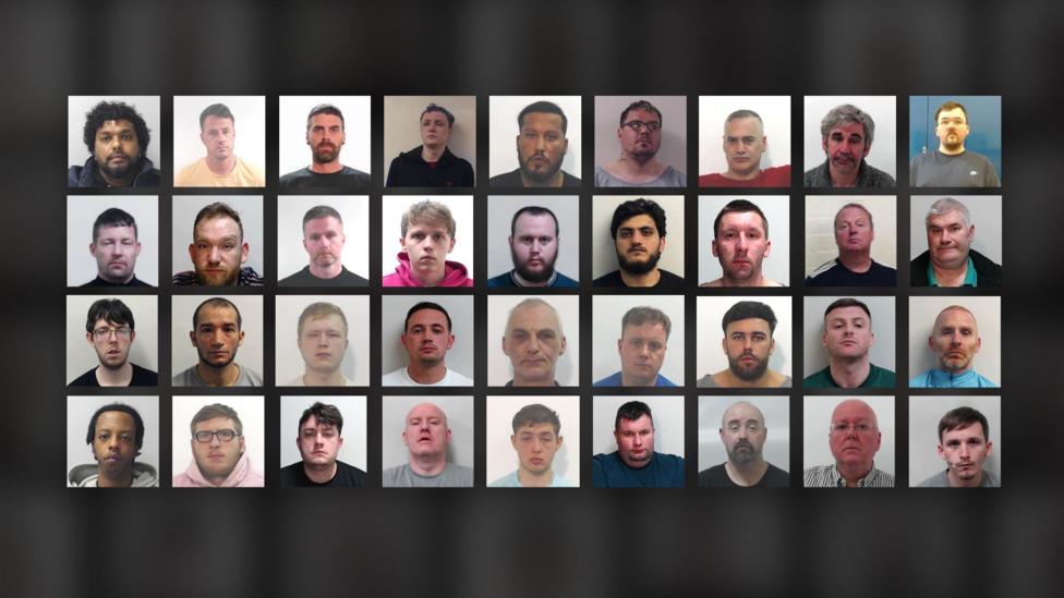 Police mugshots of 36 prisoners