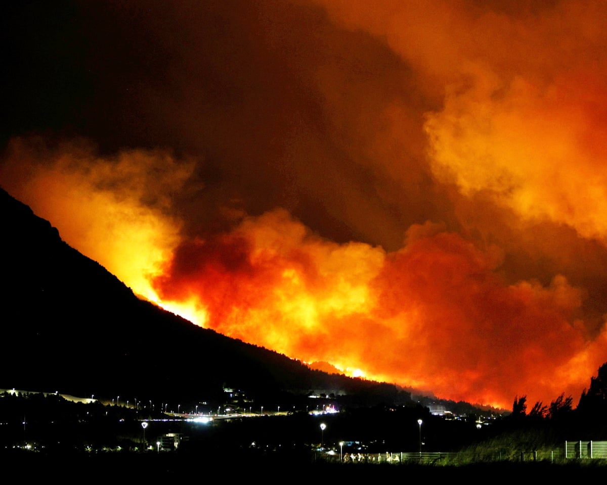 A general view of a wildfire near Omiš, southern Croatia early Friday.