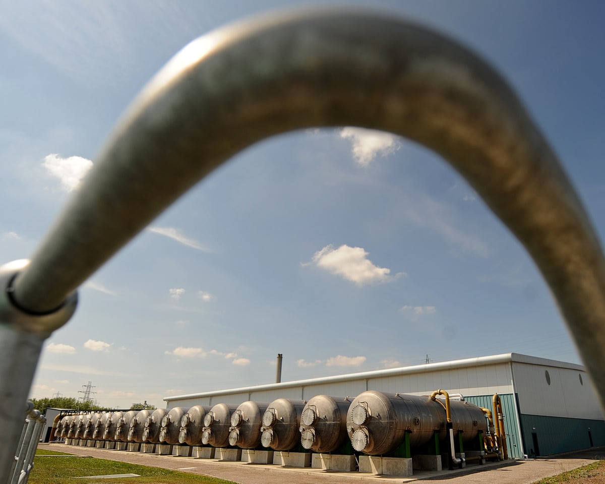 Pressurised sand filters at the first water desalination plant in Beckton, east London