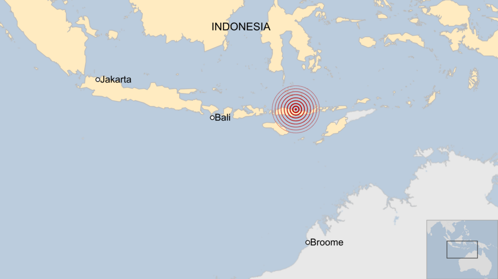 A map showing the location of the Indonesian earthquake