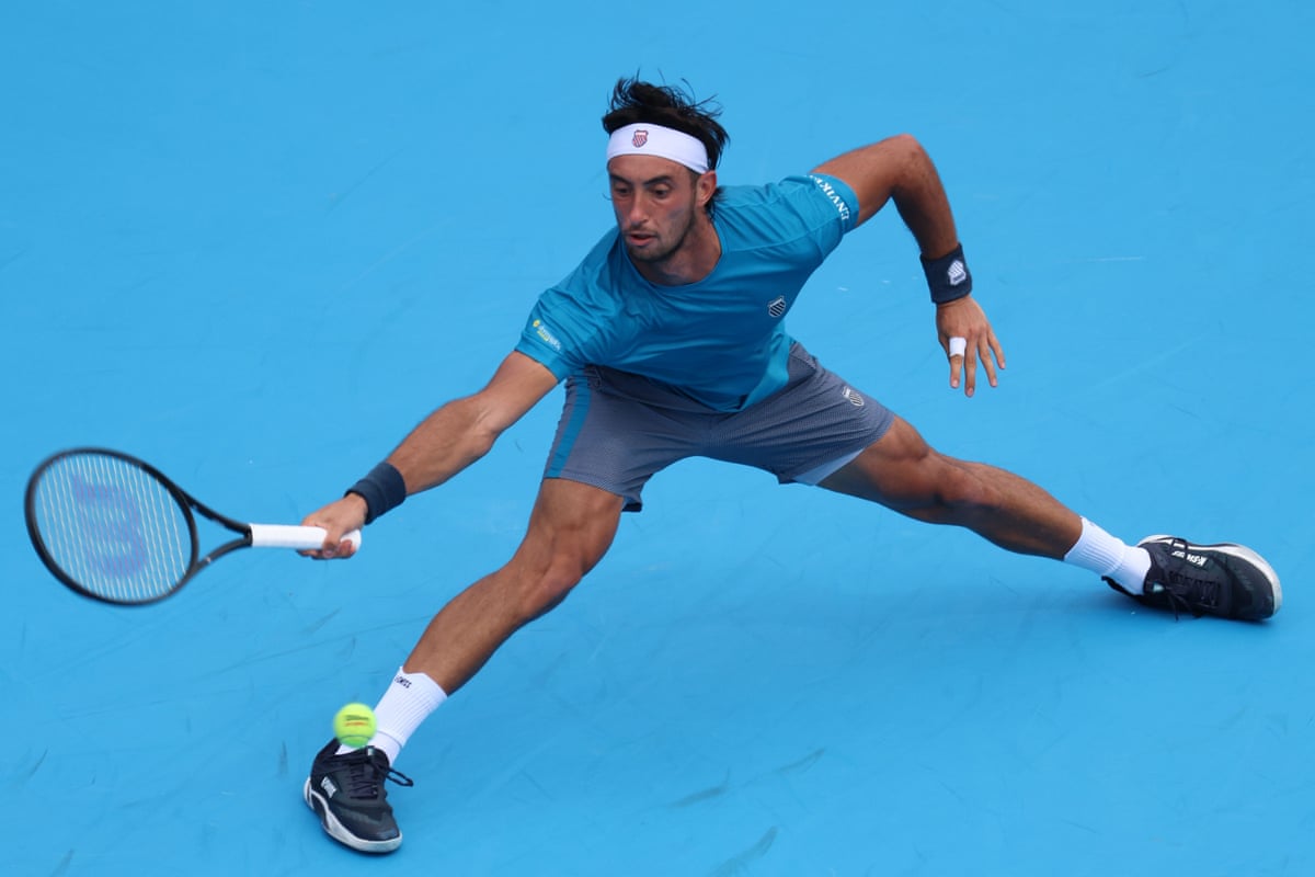 Thiago Agustín Tirante in action against Novak Djokovic.