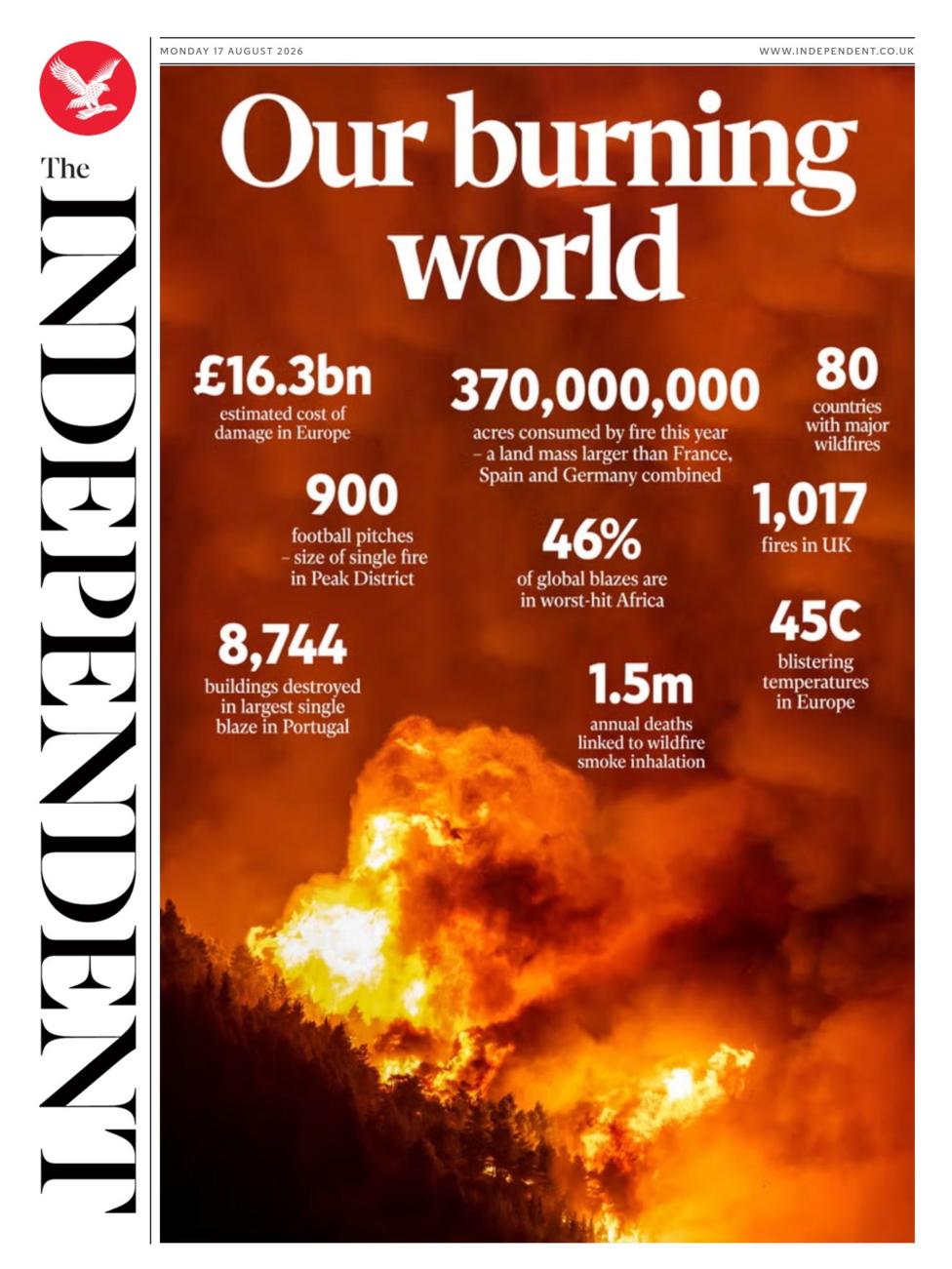 The headline on the front page of the Independent reads: