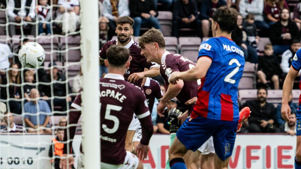 James Wilson scores for Hearts against Inverness Caledonian Thistle