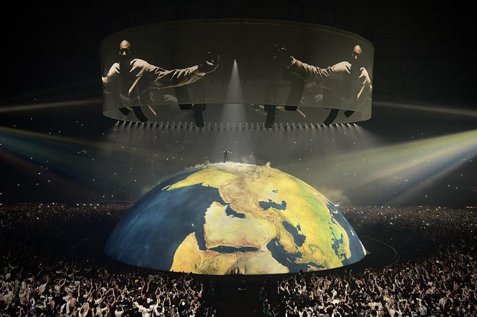 Kanye West on stage during his 2026 world tour