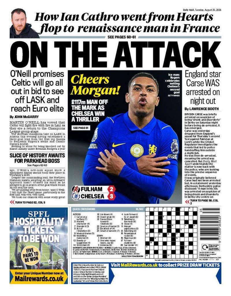 The Sport section of the Daily Mail sScotland newspaper
