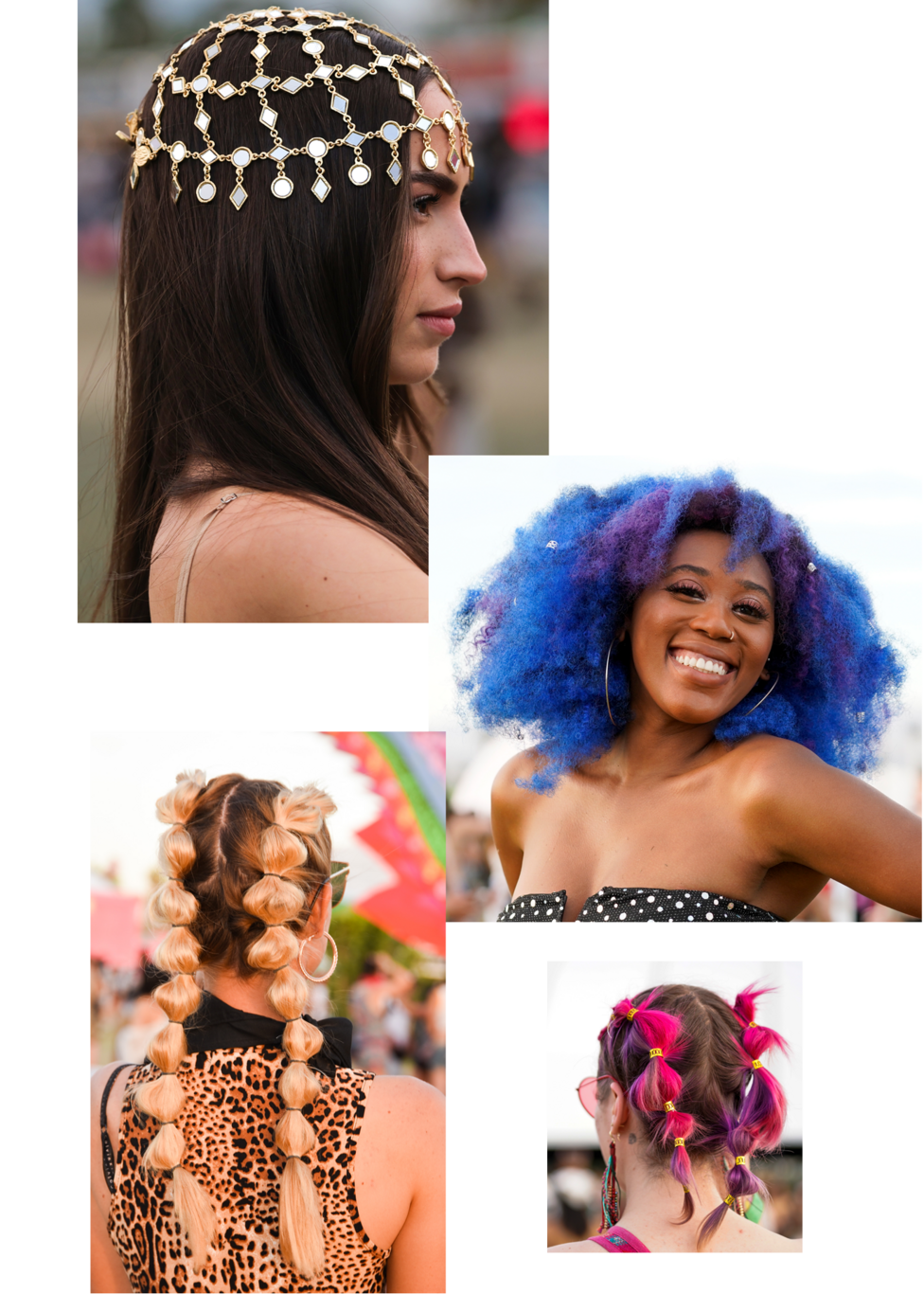 Various festival hairstyles and colours