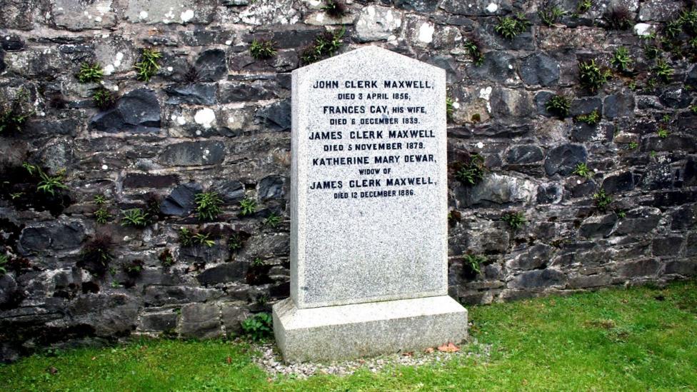 A gravestone carrying the names of members of the Clerk Maxwell family including James Clerk Maxwell himself