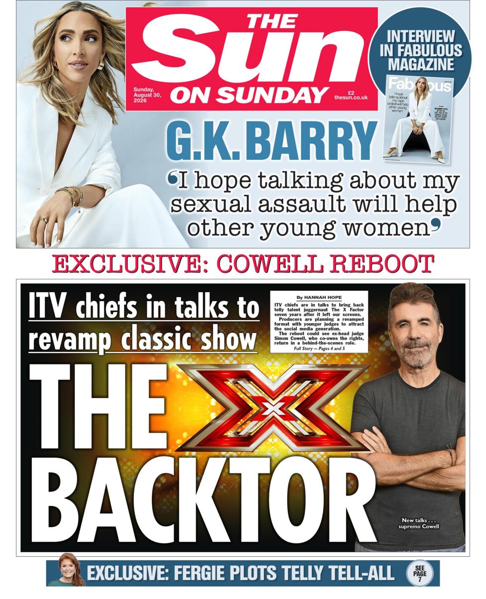 The headline on the front page of the Sun reads: 'The X Backtor.'
