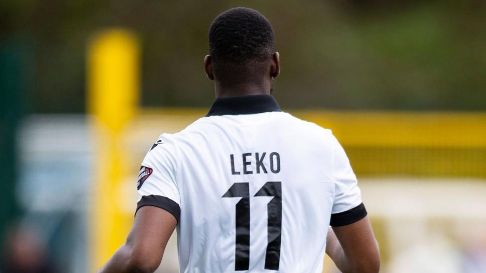 Jonathan Leko pictured during his first start for Penybont.