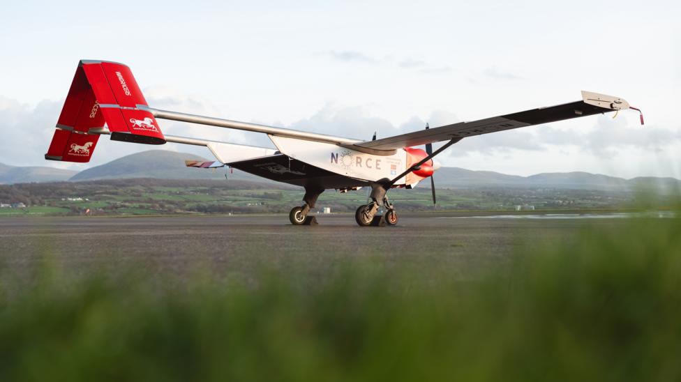 A Windracers drone sits on the runway