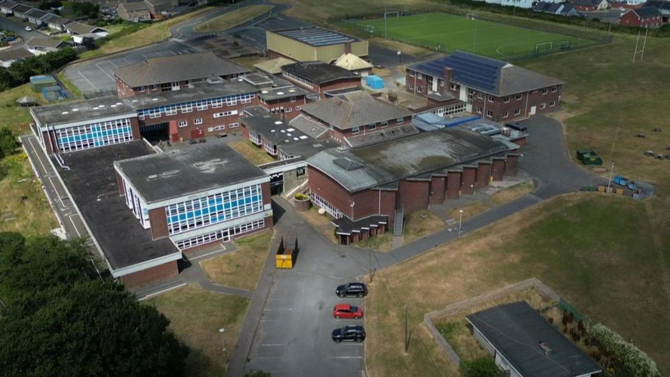An aerial photo of Milford Haven Comprehensive School