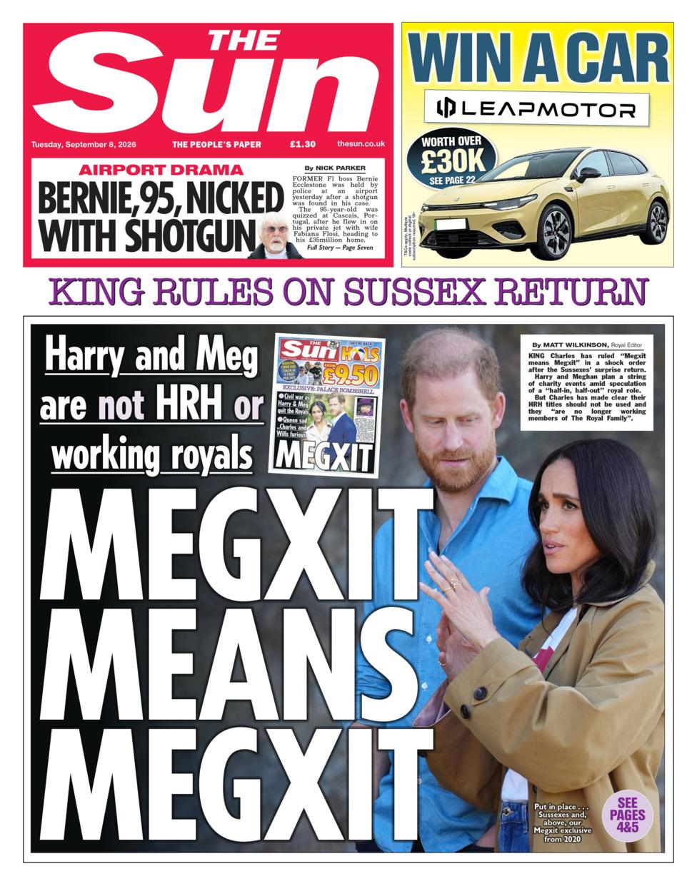"Megxit means Megxit" reads the headline on the front page of the Sun.