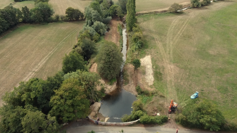 An aerial image of the River Deben leading to the so-called Ufford Hole.