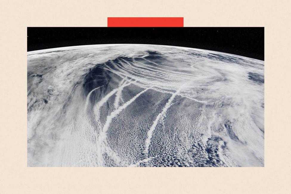A satellite image of earth from space - Ship tracks reveal pollution's effects on clouds