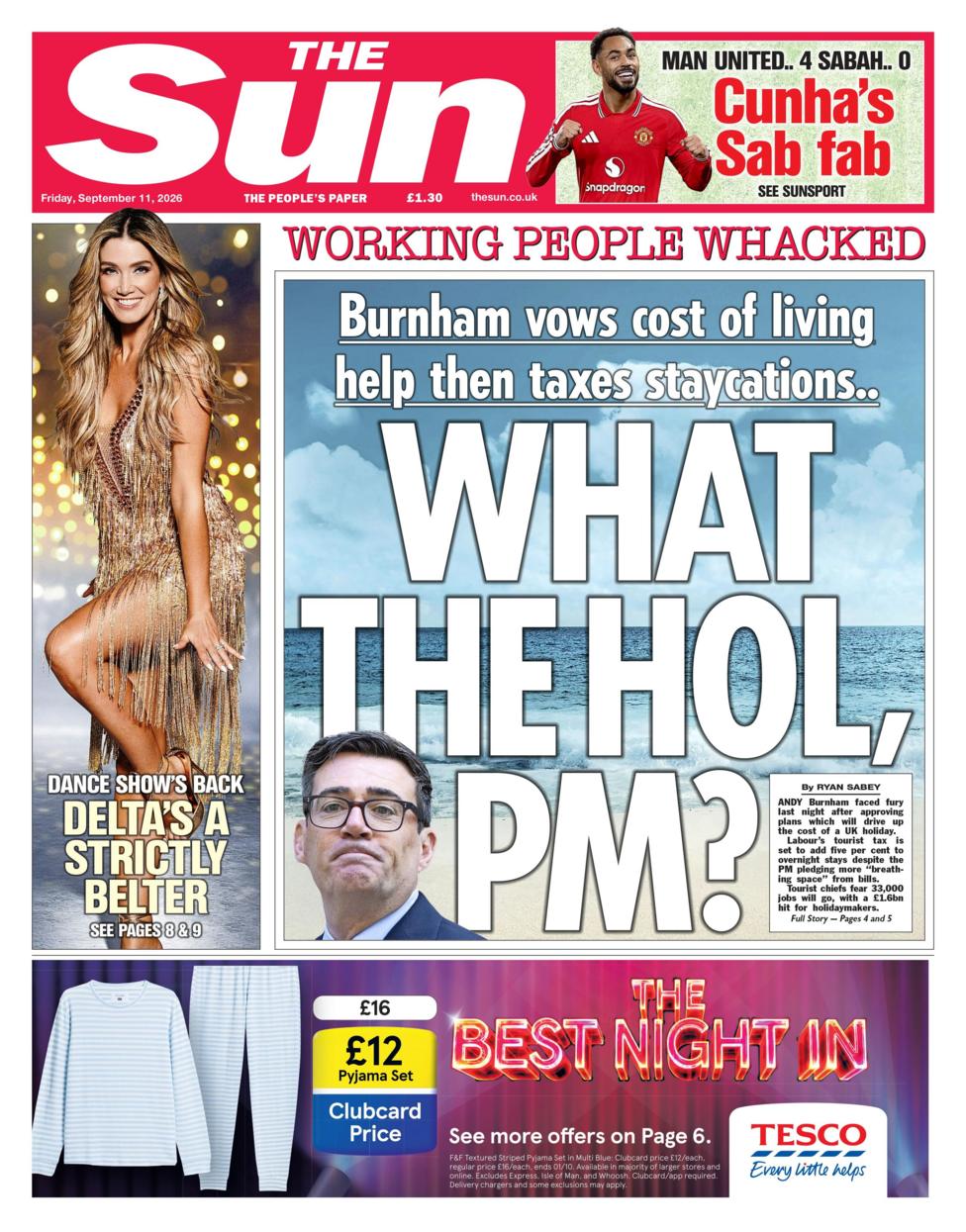 The headline on the front page of the Sun reads: “What the hol, PM?”.