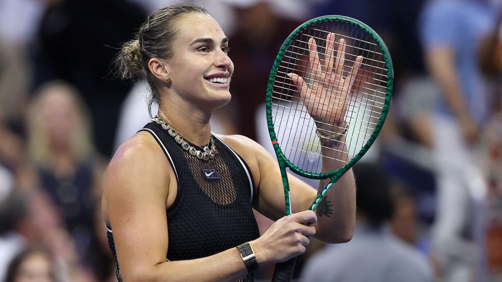 Aryna Sabalenka celebrates win against Jessica Pegula to reach US Open final