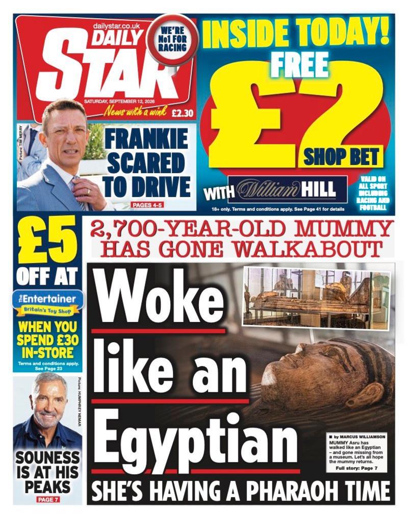 The headline on the front page of the Daily Star reads: “Woke like an Egyptian”.