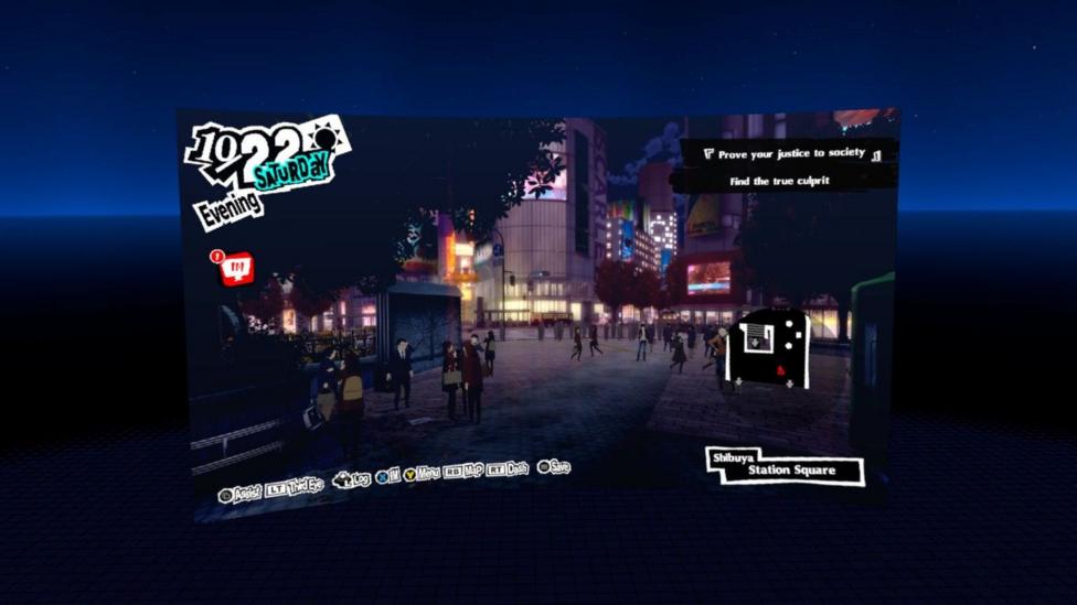 A screen showing Persona 5 Reload effectively floating in the middle of the air