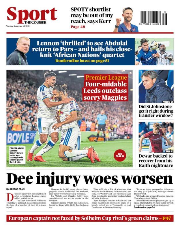The back page of The Courier on 150926