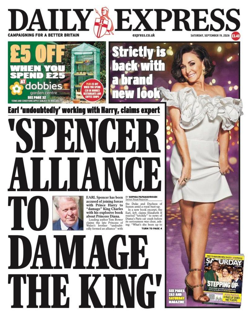 "Spencer alliance to damage the King" reads the headline on the front page of the Daily Express.