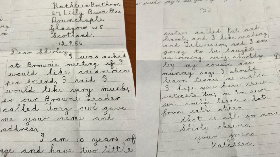 Letter from Kathleen to Shirley talking about her family and interests
