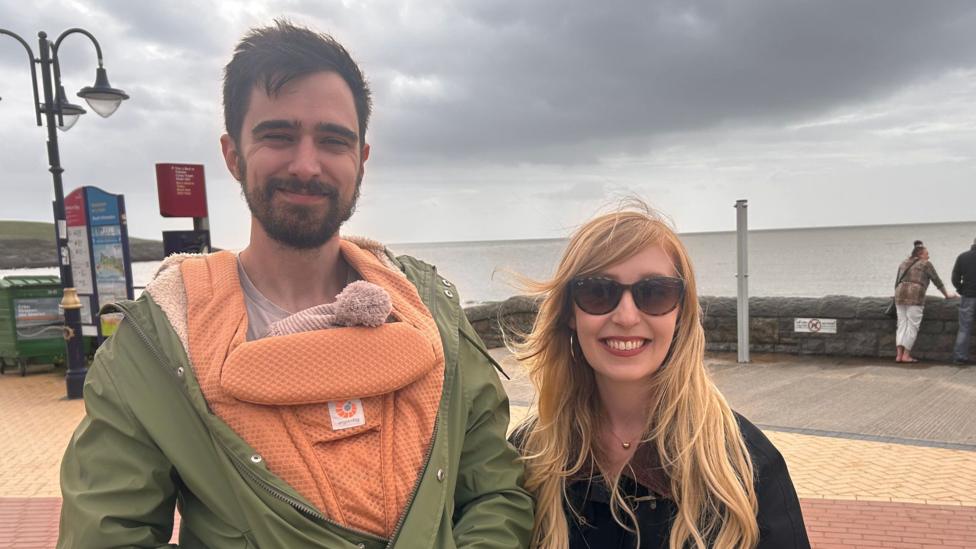 Chelsea and her husband Luke on the promenade at Barry Island.
