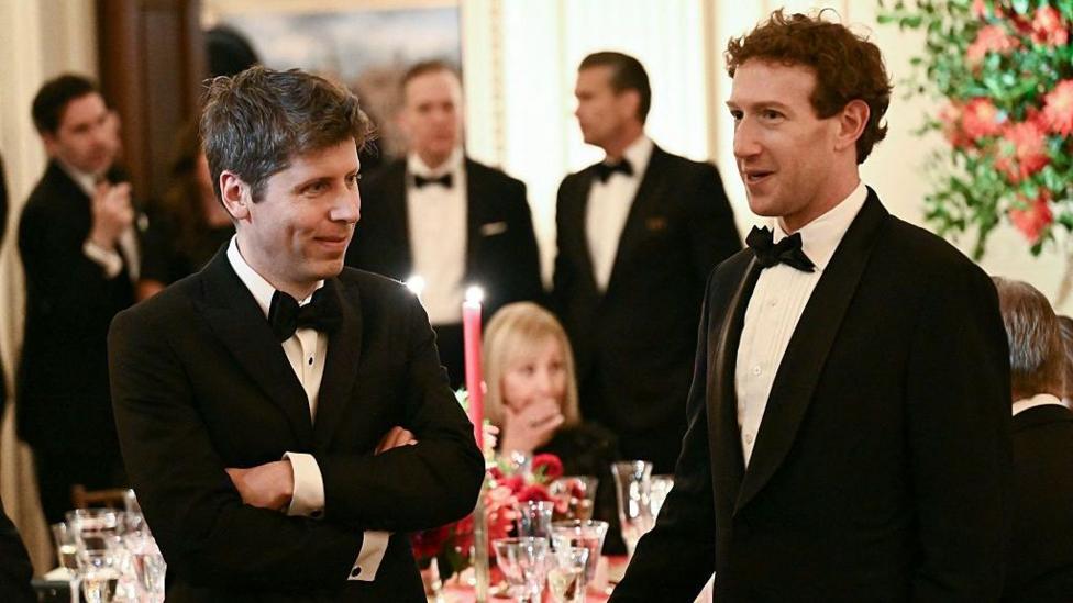 Sam Altman and Mark Zuckerberg both were tuxedos as they speak