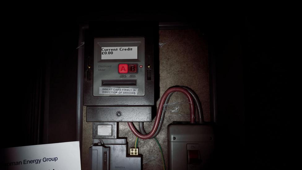 An in-game screenshot showing an electricity metre - it says "Current Credit £0.00".