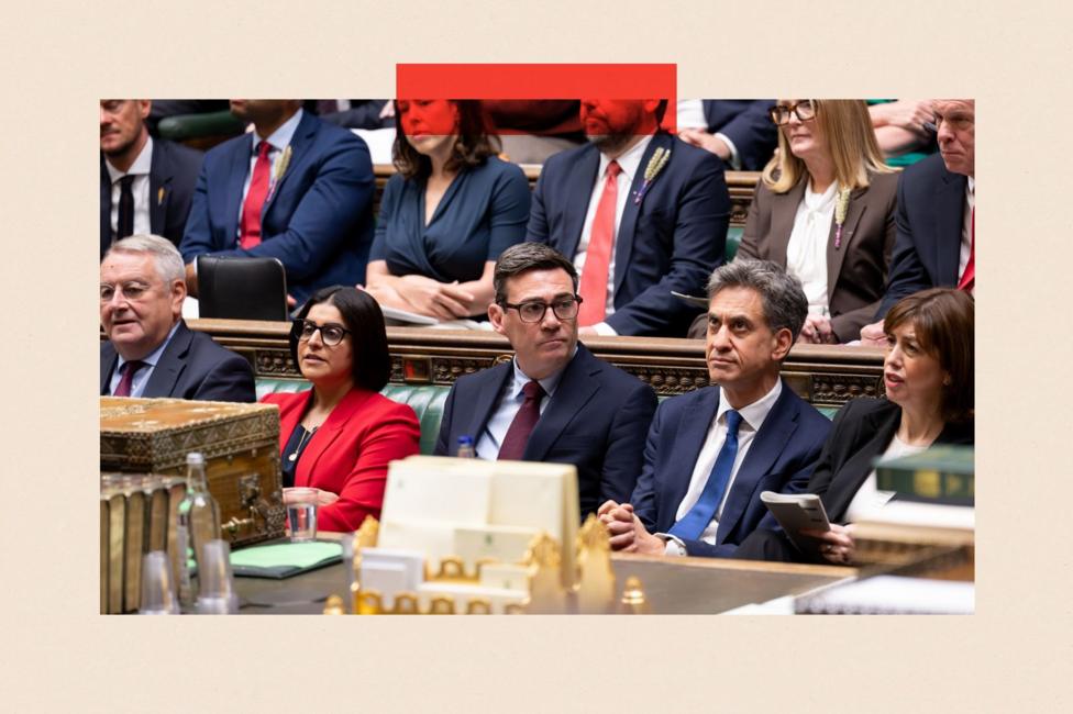 ome Secretary Shabana Mahmood, Prime Minister Andy Burnham, Foreign Secretary Ed Miliband and Education Secretary Lucy Powell during Prime Minister's Questions in the House of Commons.