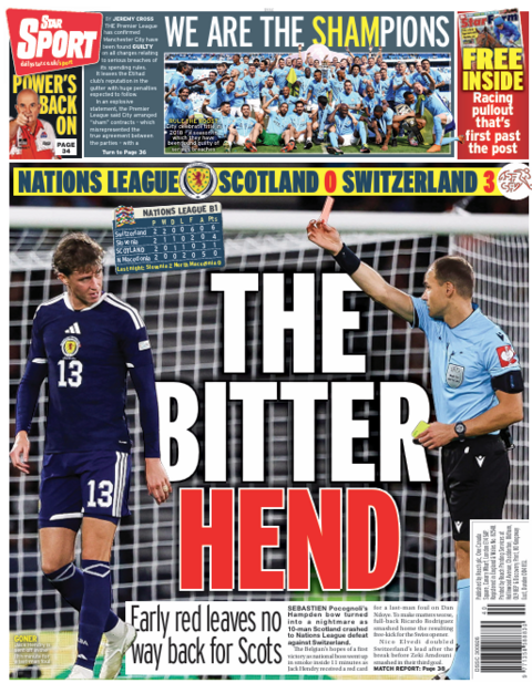 The back page of the Scottish edition of The Star