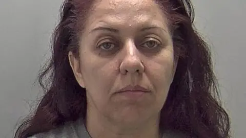 Close-up head-and-shoulders portrait of Luisa Santos facing the camera against a plain grey background. She has long dark hair, a neutral facial expression, and is wearing a light-coloured top.