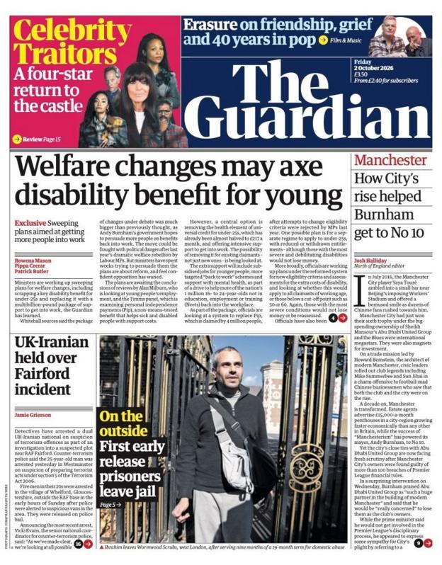 The headline on the front page of reads: “Welfare changes may axe disability benefit for young”.