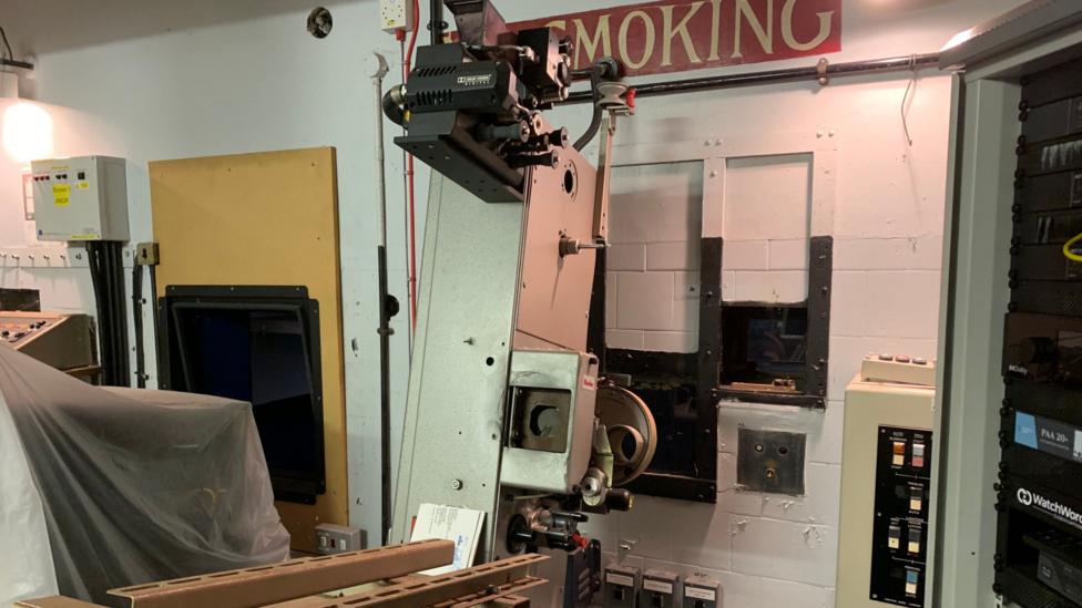 A view inside the projection room at Dumfries cinema
