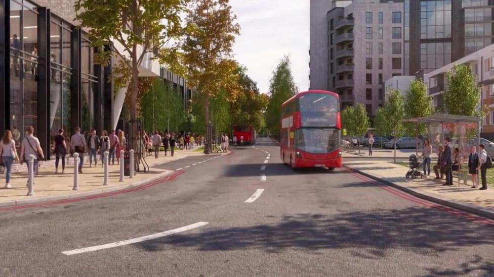 A computer generated image of what the Charlton Riverside area could look like after a data centre is built there.