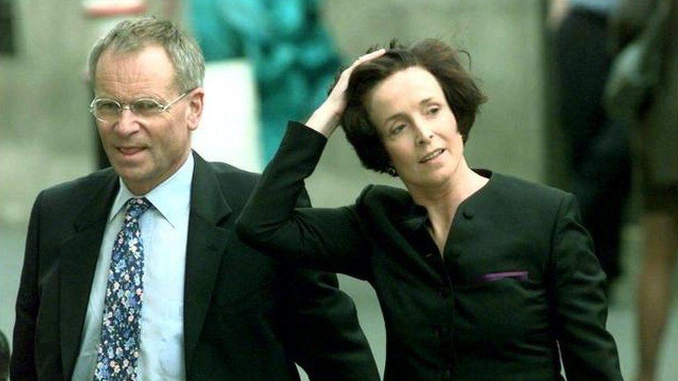 Lord and Lady Archer are photographed on their way to court. His wife Mary's testimony failed to sway the jury at his perjury trial