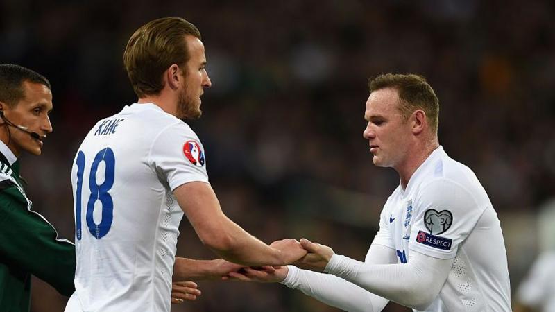 Harry Kane replacing Wayne Rooney, who is second behind him in England's all-time record scorers' standings, for his England debut in March 2015.
